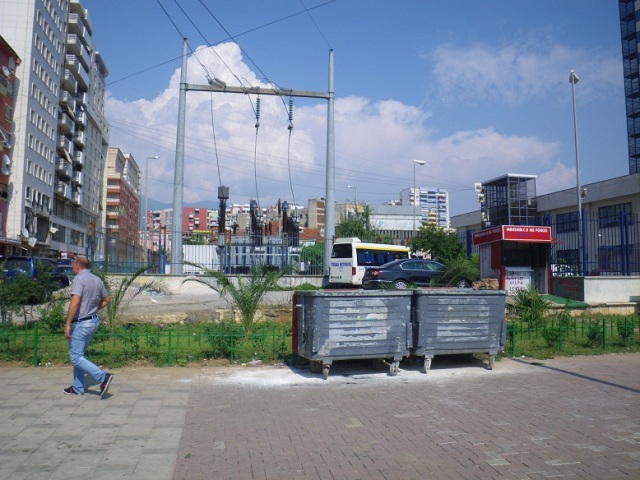 Dumpsters behind Tirana International Hotel